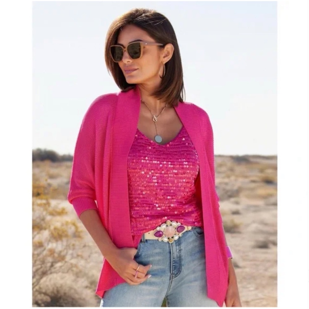 Boston Proper Fushia Short effortless cardigan- never worn. Retail 90